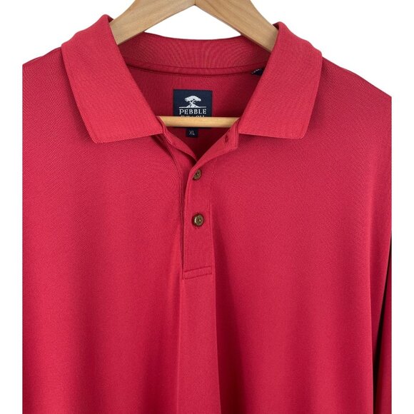 Pebble Beach Mens SIze XL Red Short Sleeve Dri Fit Polo Shirt - Picture 3 of 8